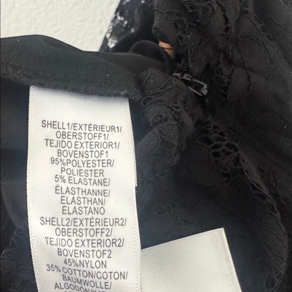 Adrianna Papell Off the Shoulder Lace Sleeve Jumpsuit Black Size 4 Formal Event - Picture 9 of 9